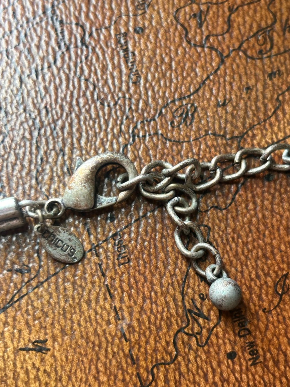 Chico's Metal Pendant Corded Necklace & Earring Set Copper/Brass/Silver - Picture 7 of 9
